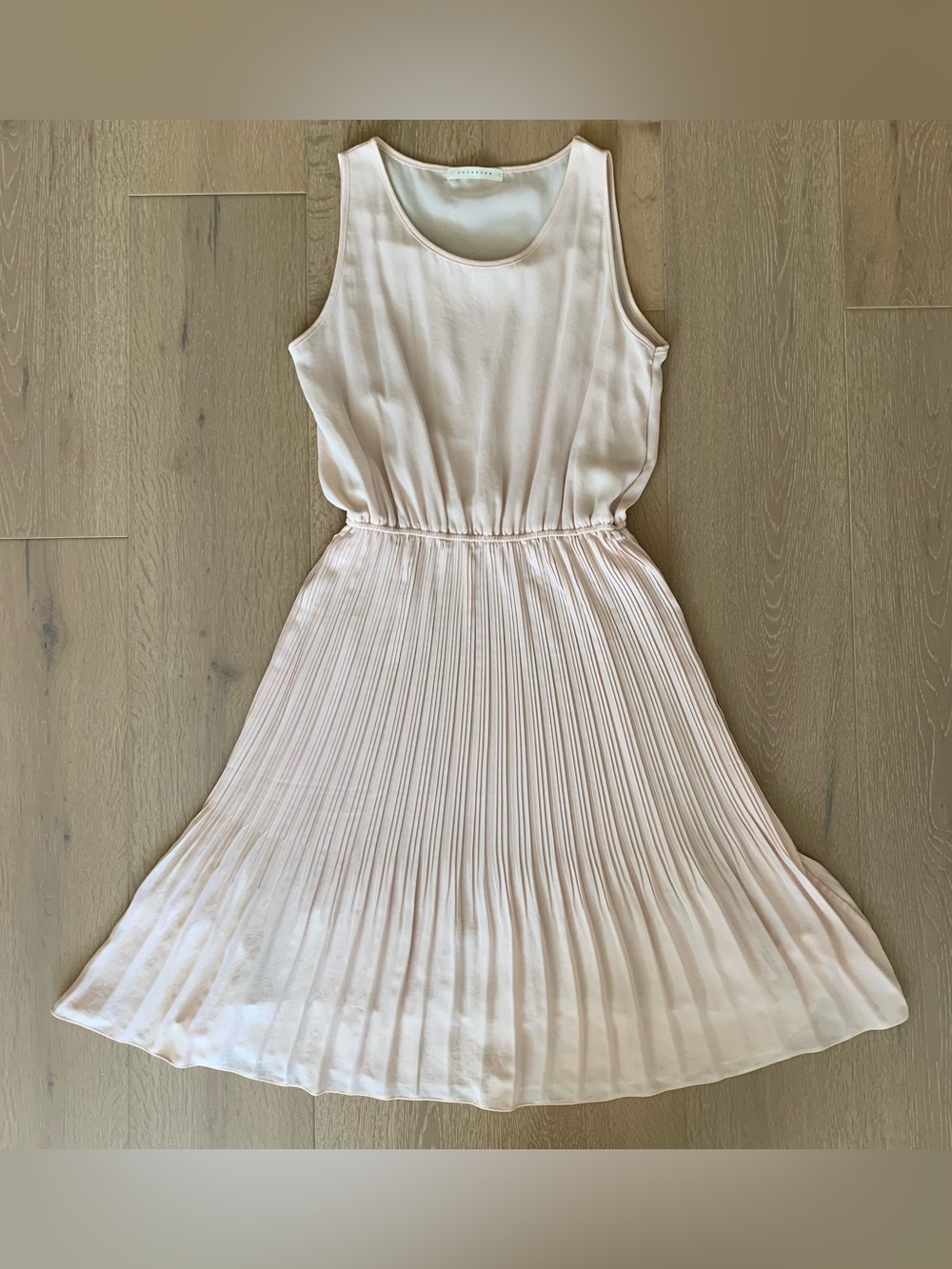 Pleated Sleeveless Feminine Dress in Soft Blush Coquette Romantic Party